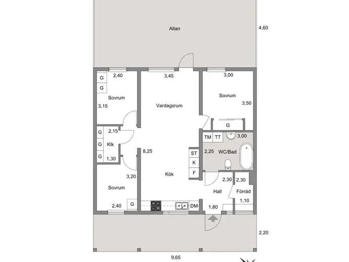 Planritning för Rättaregatan 3C