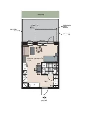 Planritning för Vattenkvarnsgatan 3