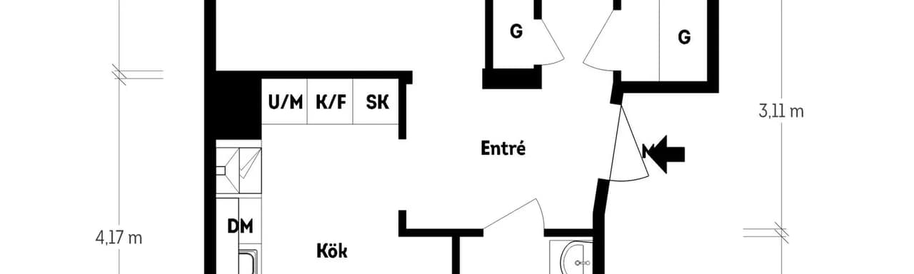 Floor plan for Räntmästaregatan 28B