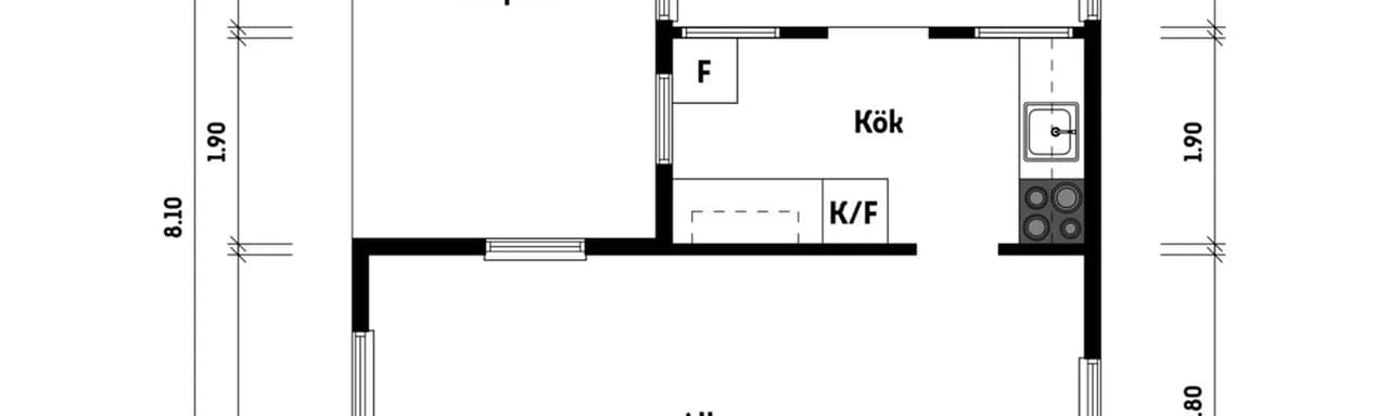 Planritning för Ringstorps sommarstad stuga nr 8, Rosenstigen 8