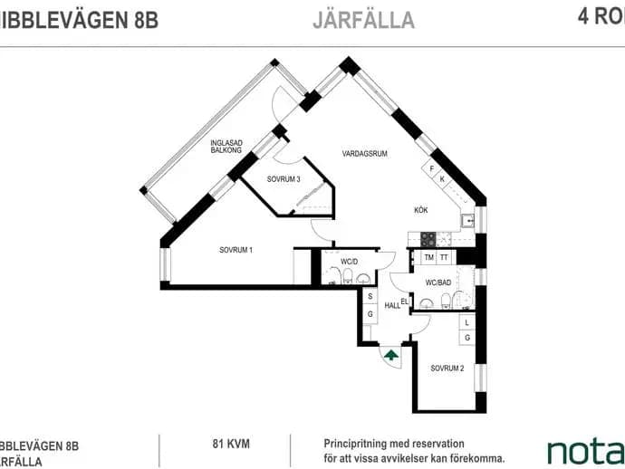 Floor plan for Nibblevägen 8B