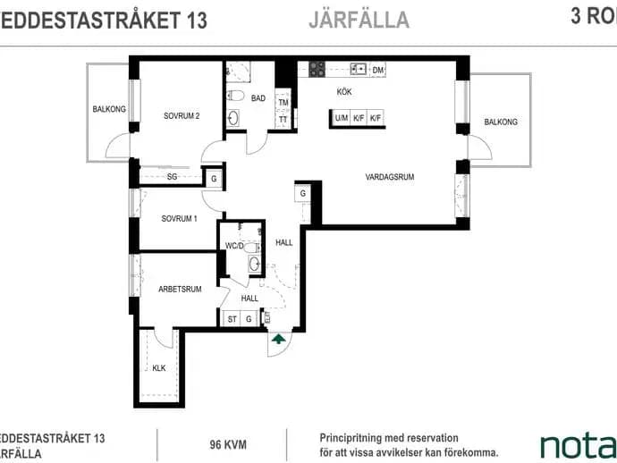 Planritning för Veddestastråket 13