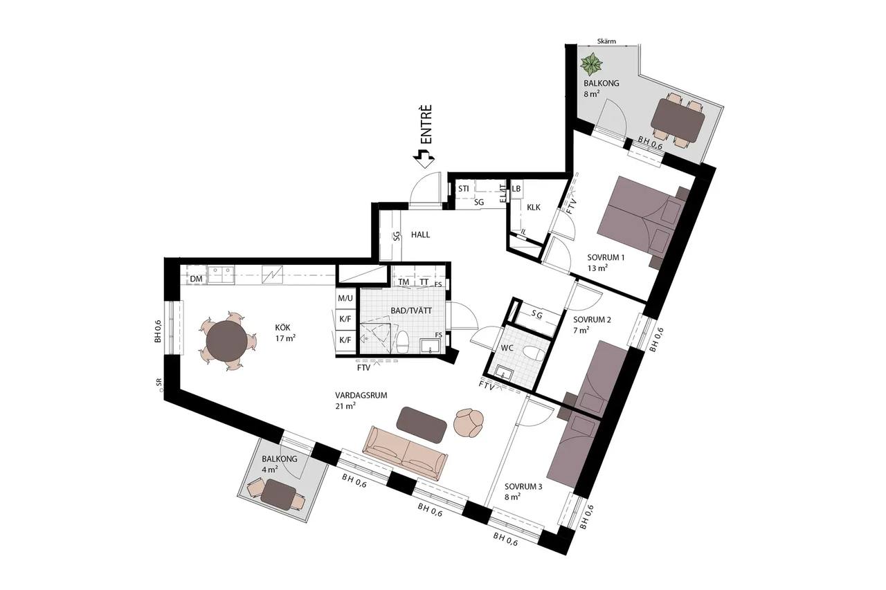 Floor plan for Spinnerigatan 1