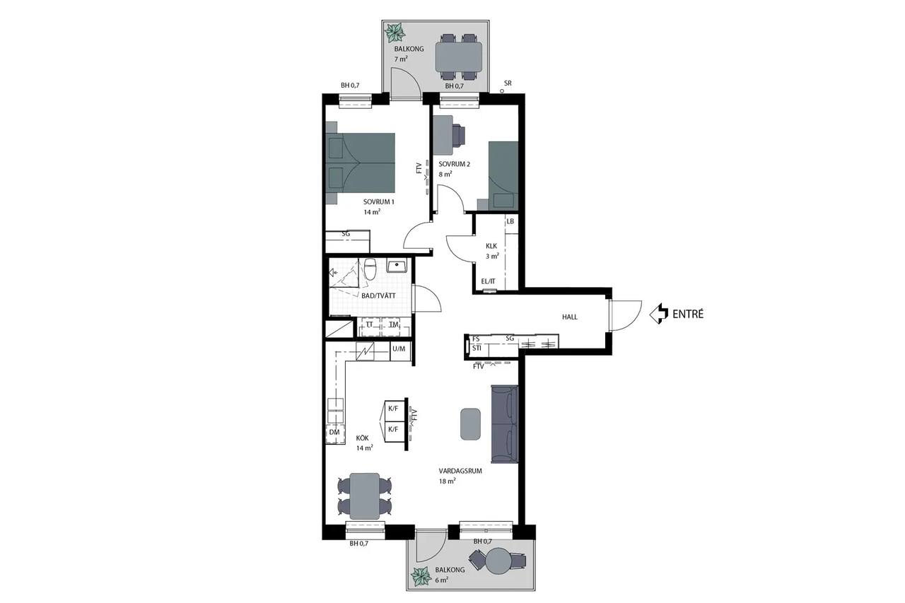 Floor plan for Bifrostgatan 12