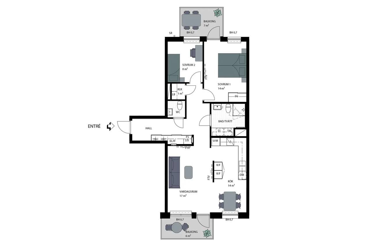 Floor plan for Bifrostgatan 14