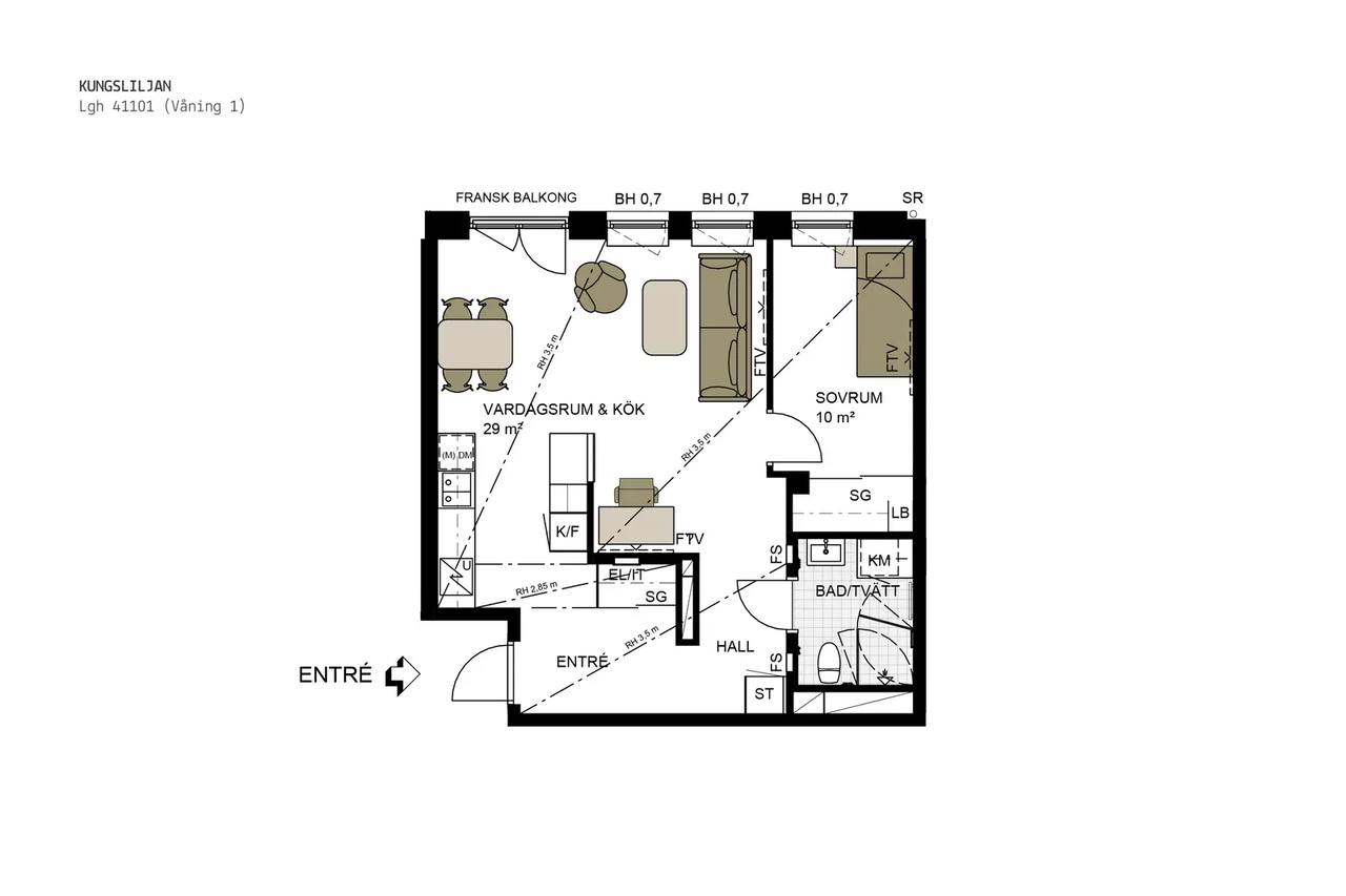 Planritning för Torrängsgatan 16