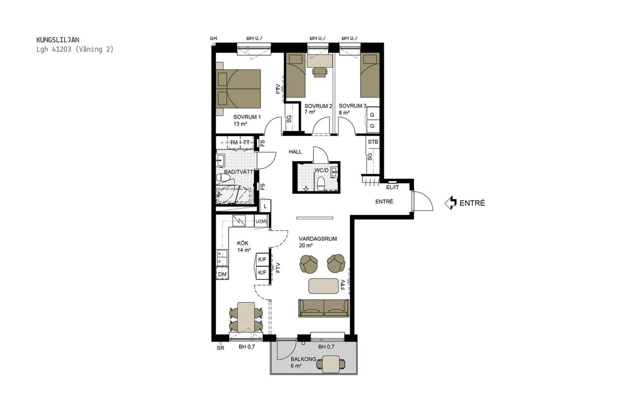 Floor plan for Torrängsgatan 16