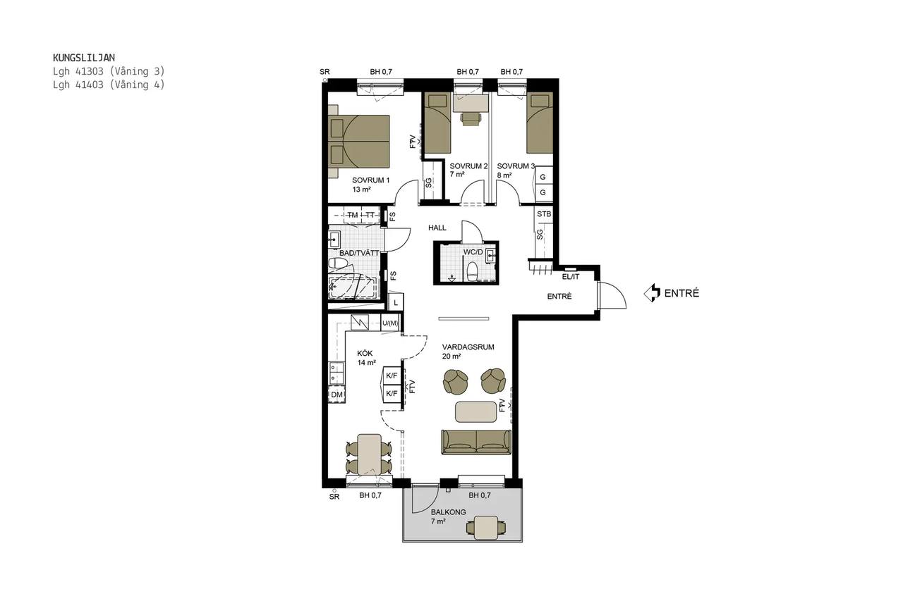 Floor plan for Torrängsgatan 16