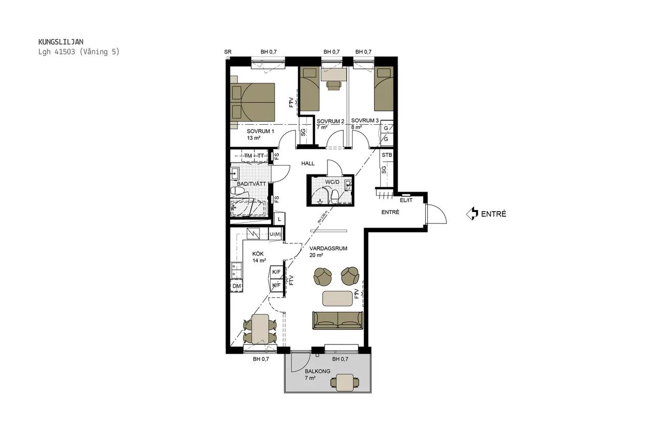 Floor plan for Torrängsgatan 16