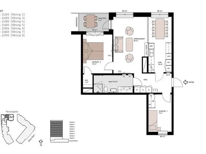Planritning för Pastorsgatan 3 A