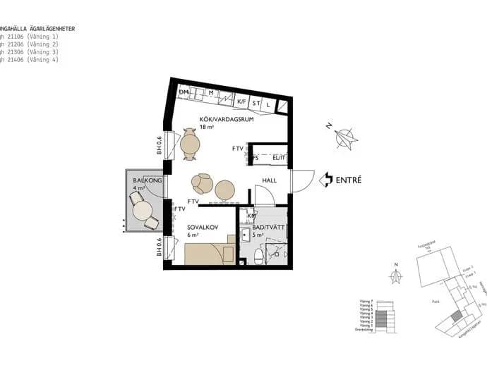 Floor plan for Hansagatan 5