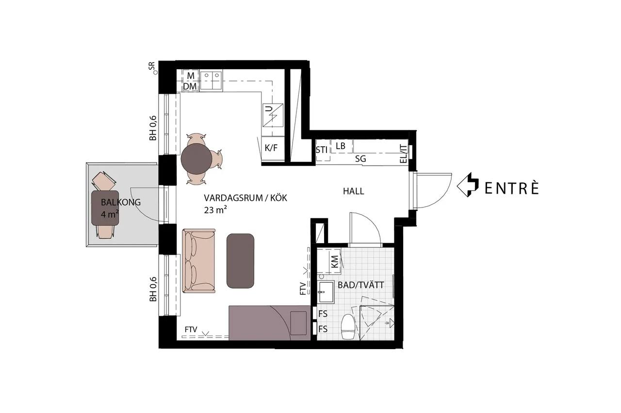 Floor plan for Spinnerigatan 1