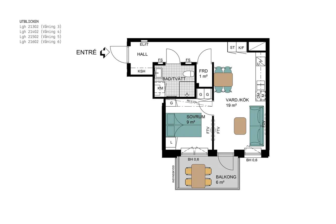 Floor plan for Blockstensgatan 6