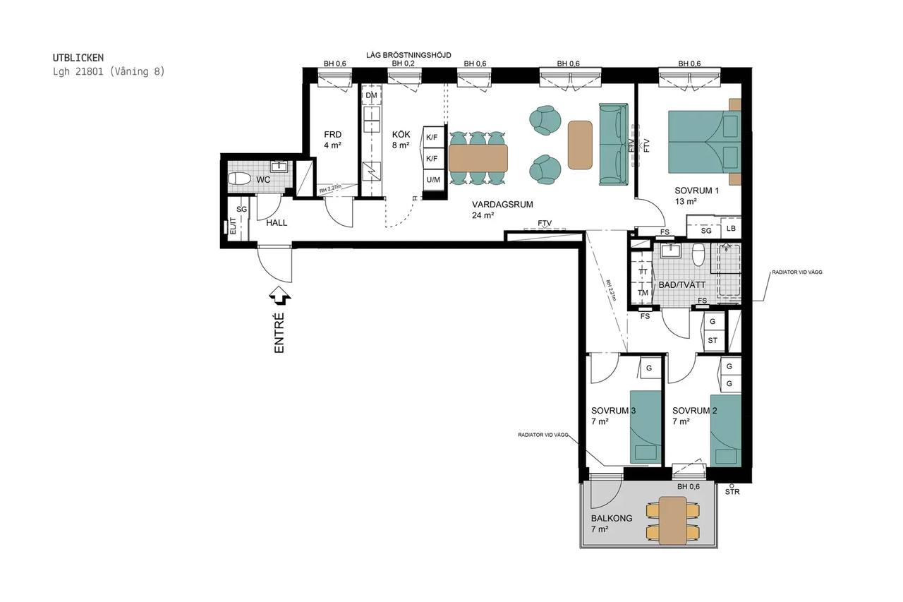 Floor plan for Blockstensgatan 6