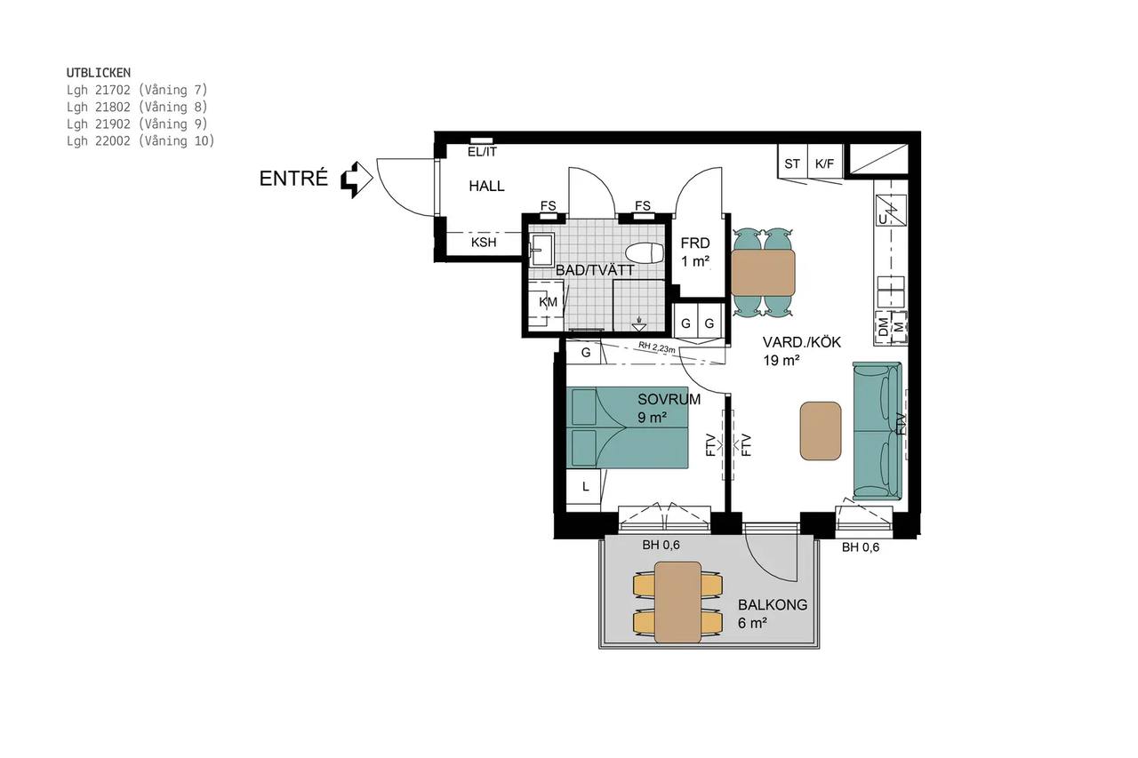 Floor plan for Blockstensgatan 6