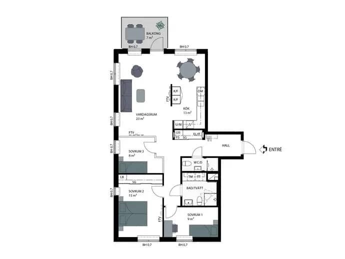 Floor plan for Nils Hasselskogs gata 4