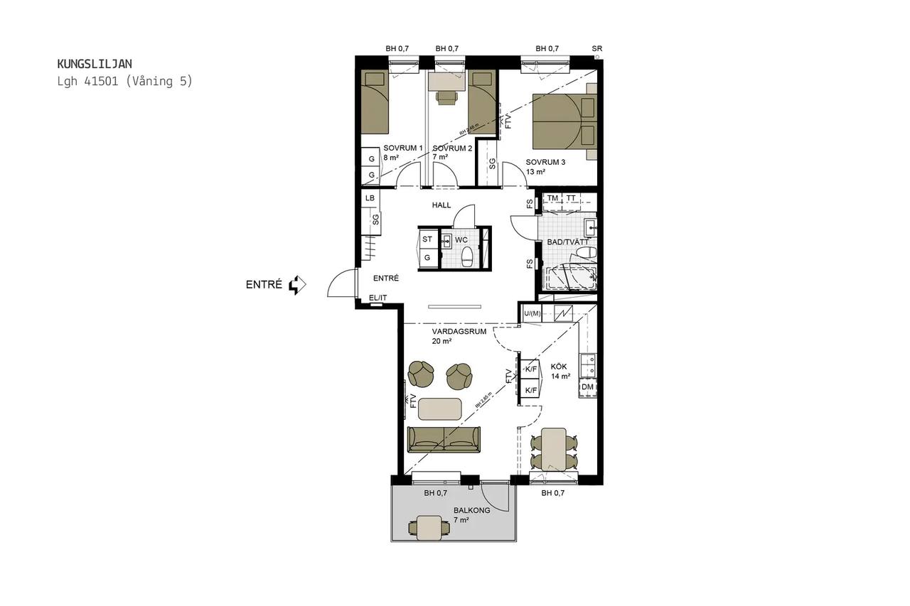 Floor plan for Torrängsgatan 16