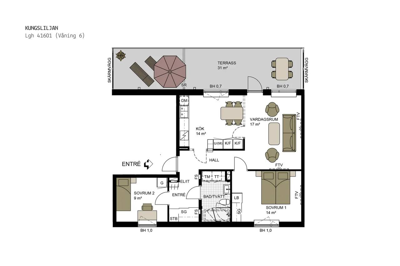 Floor plan for Torrängsgatan 16