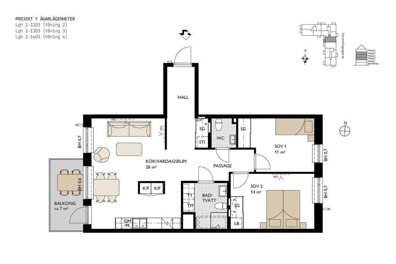 Floor plan for Vetenskapsgatan 11