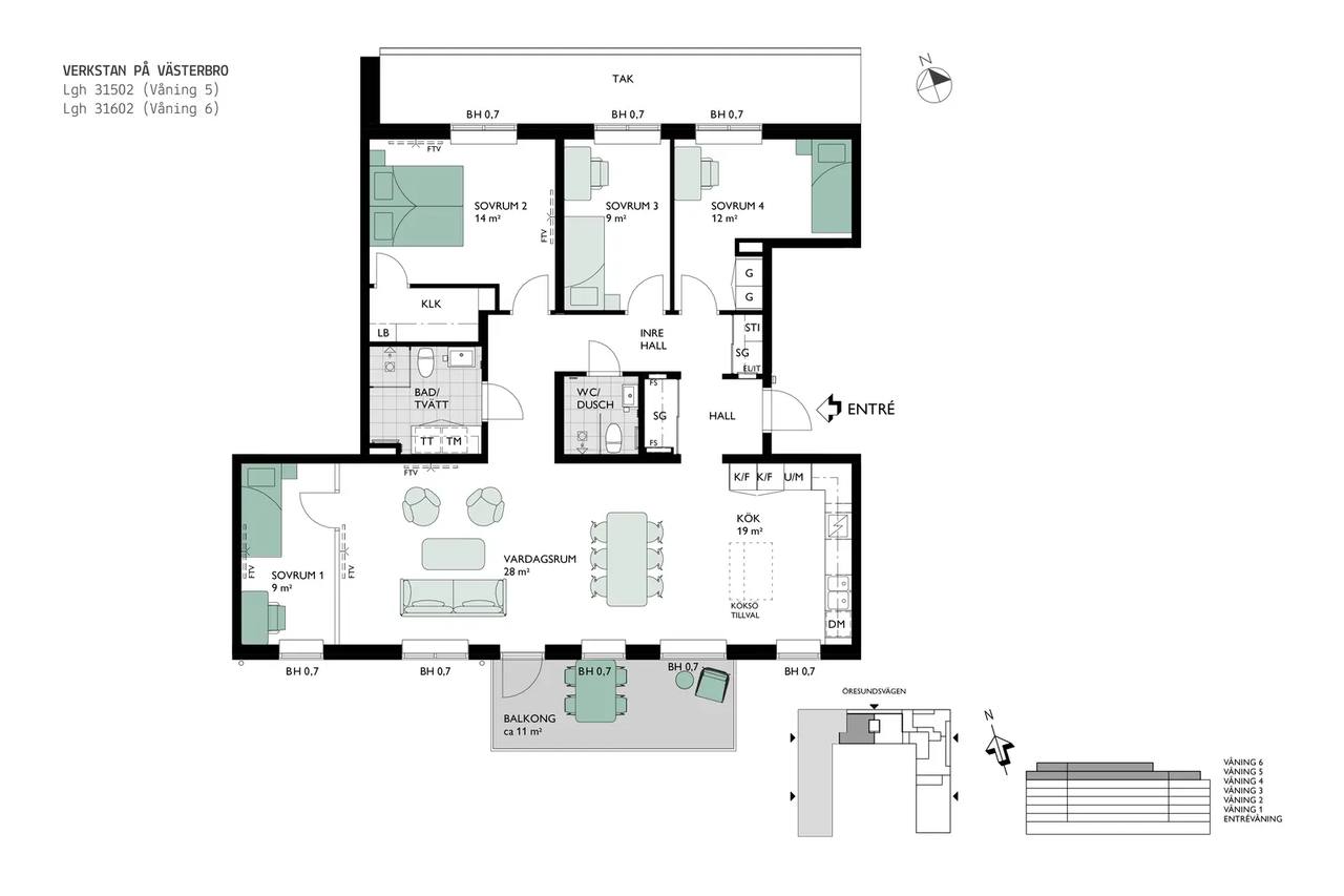 Floor plan for Öresundsvägen 13 A