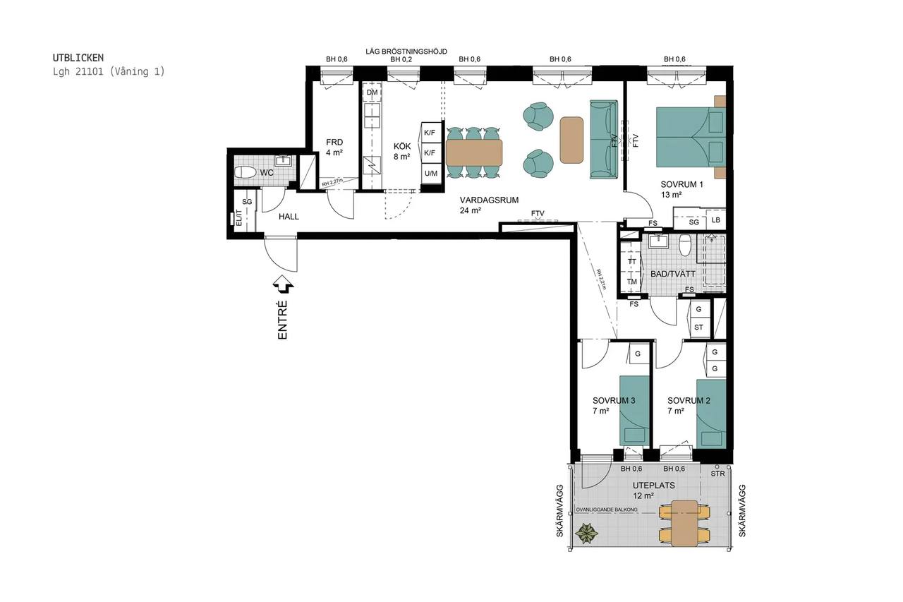 Floor plan for Blockstensgatan 6