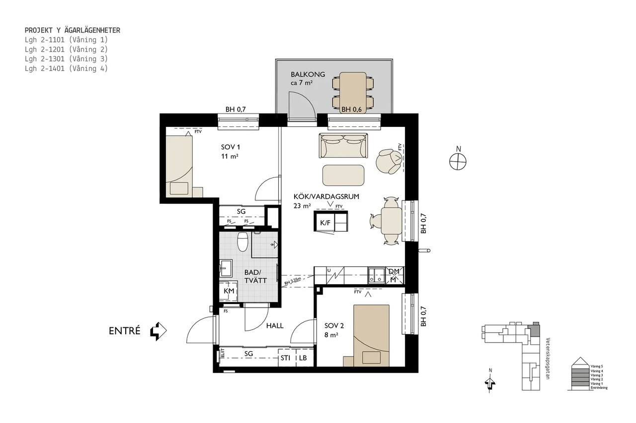 Planritning för Vetenskapsgatan 11