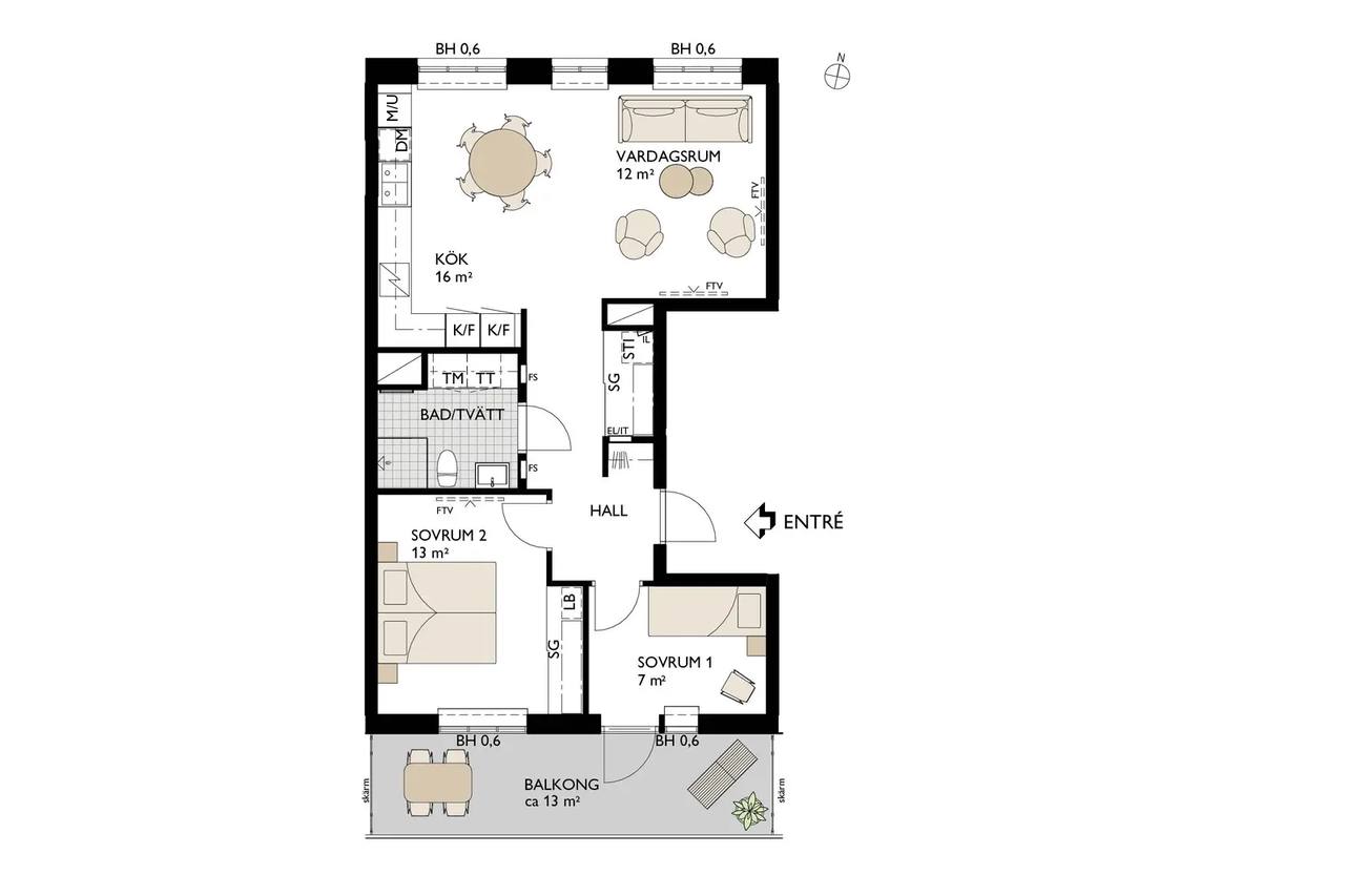 Floor plan for Spinnerigatan 9