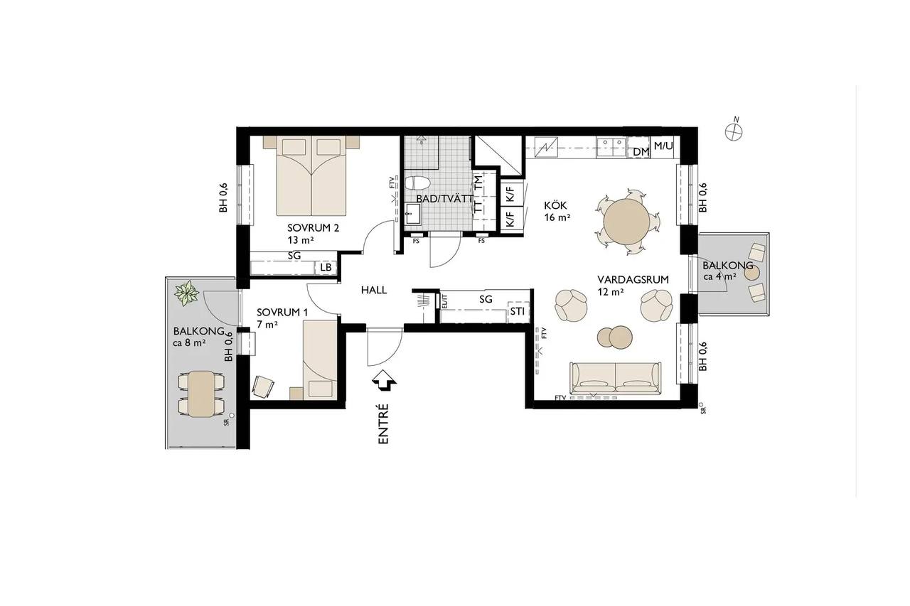 Floor plan for Gamlestadsvägen 8