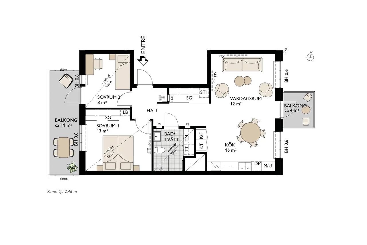 Floor plan for Gamlestadsvägen 8