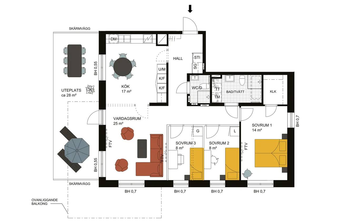 Floor plan for Grågubbarnas väg 6