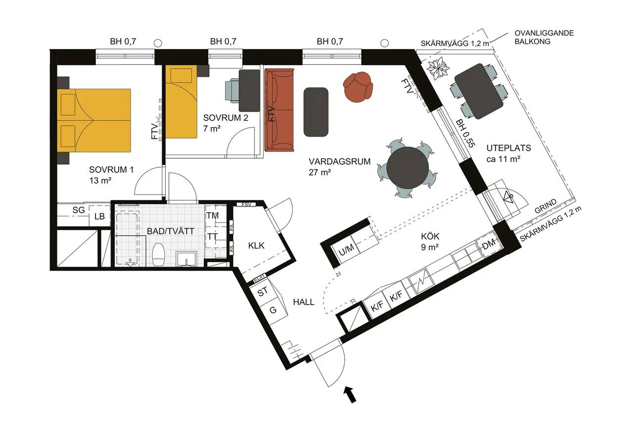 Floor plan for Grågubbarnas väg 6