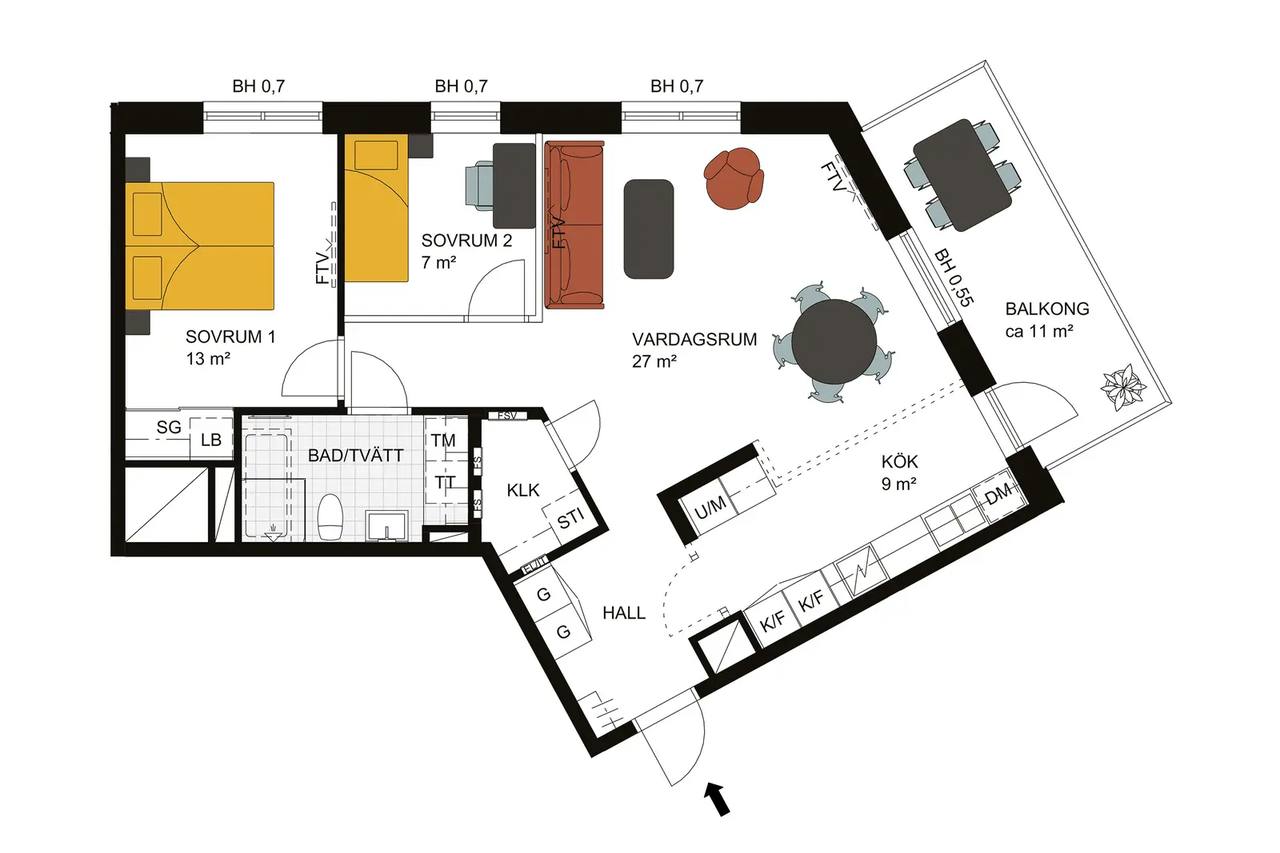 Floor plan for Grågubbarnas väg 6