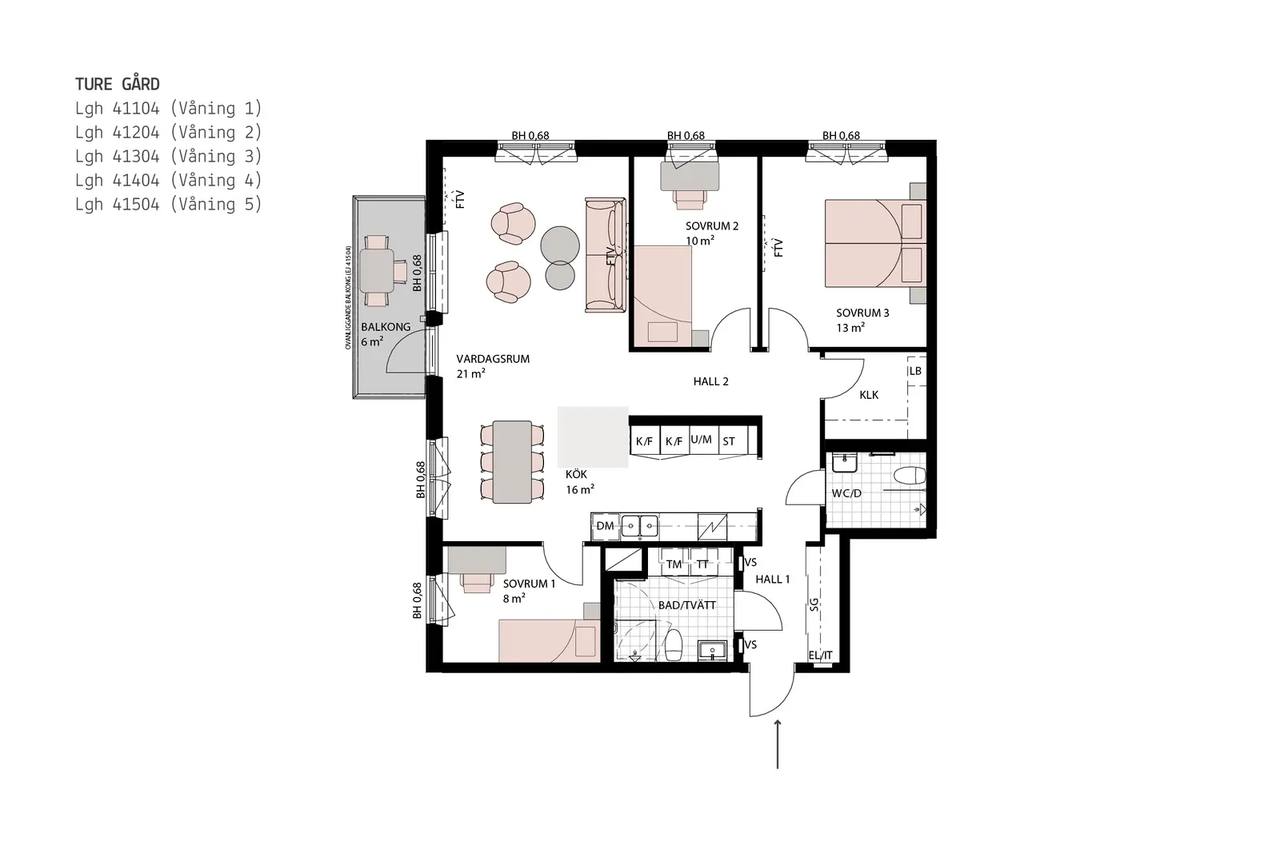 Floor plan for Västra Mässgränd 4