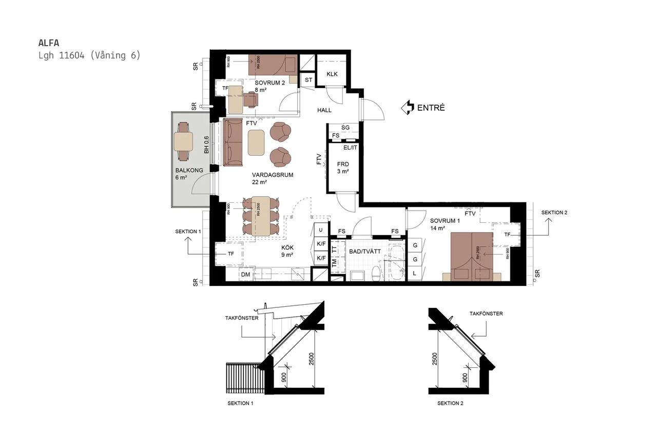 Floor plan for Sköndalsvägen 101