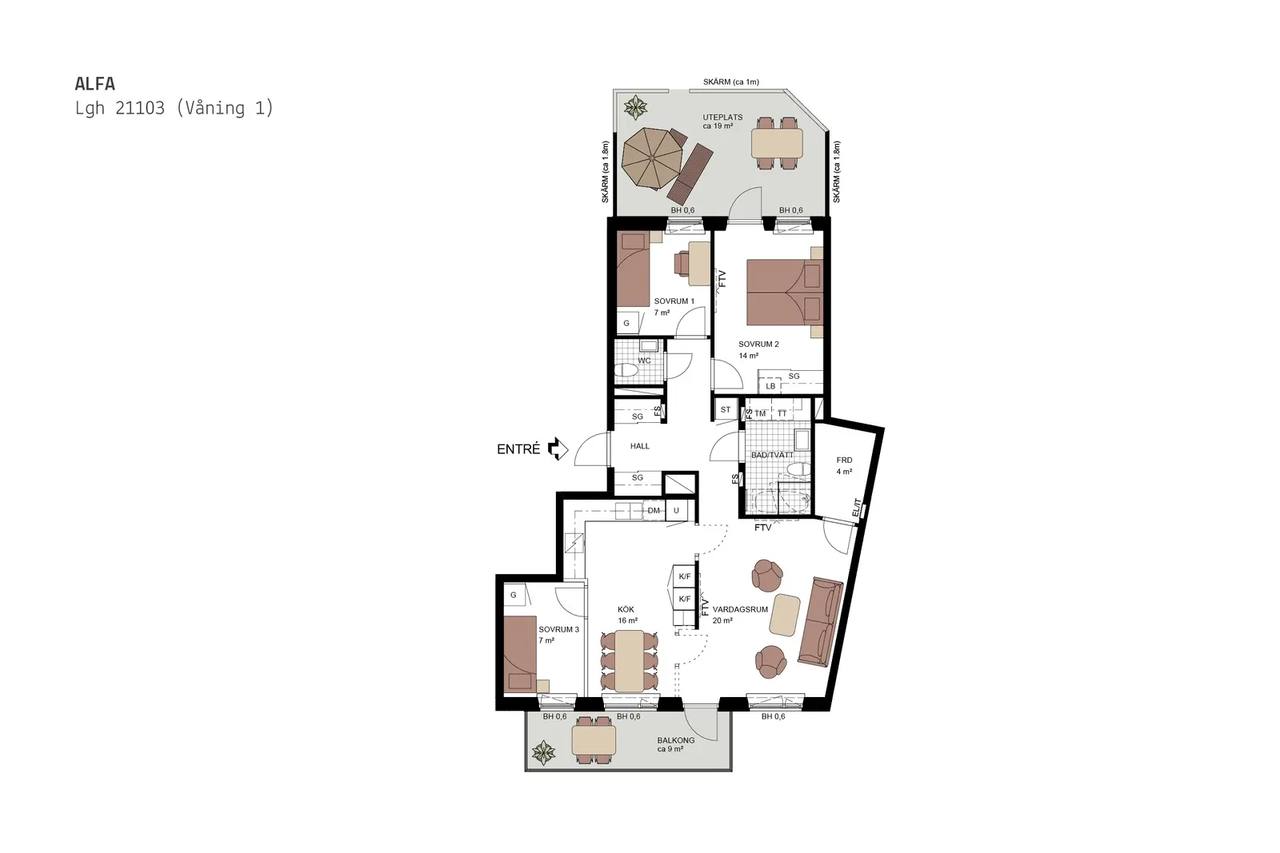 Floor plan for Sköndalsvägen 103