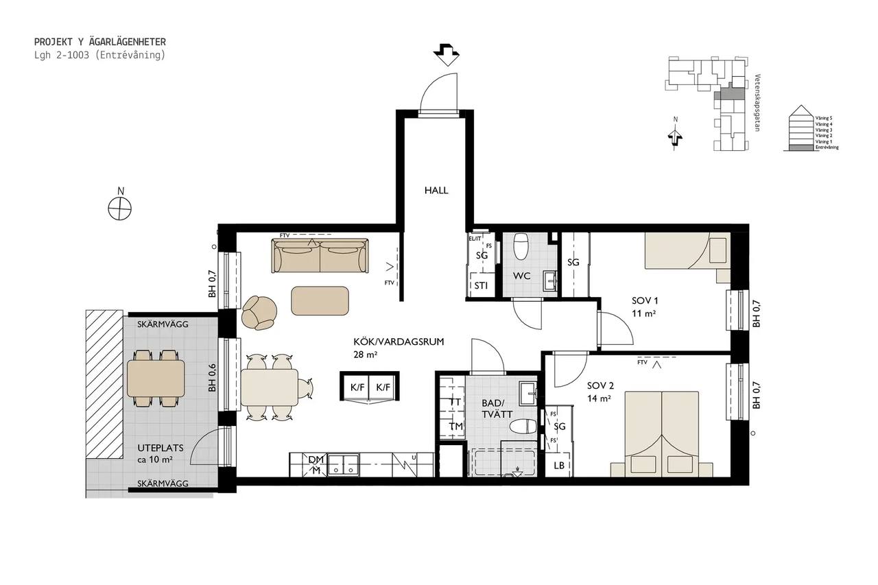 Floor plan for Vetenskapsgatan 11