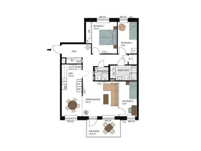 Floor plan for Västra Banvägen