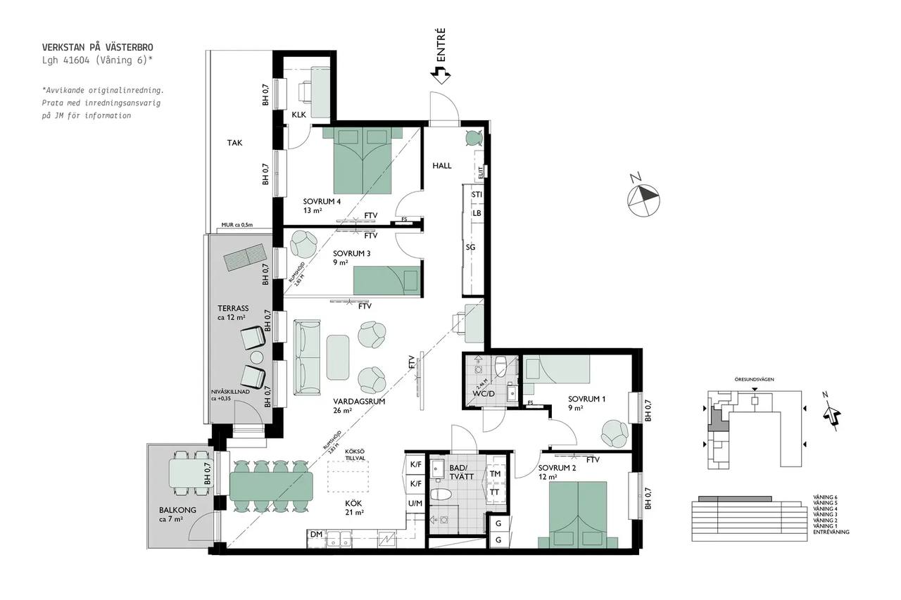 Floor plan for Pepparholmsgatan 12
