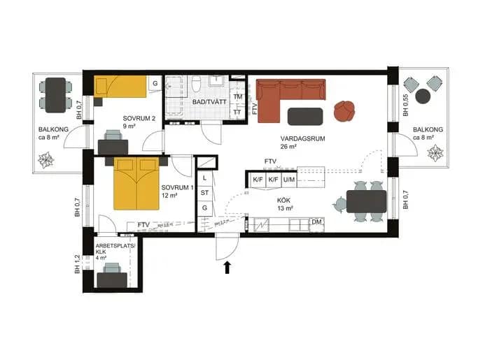 Floor plan for Östra Kasernvägen 11