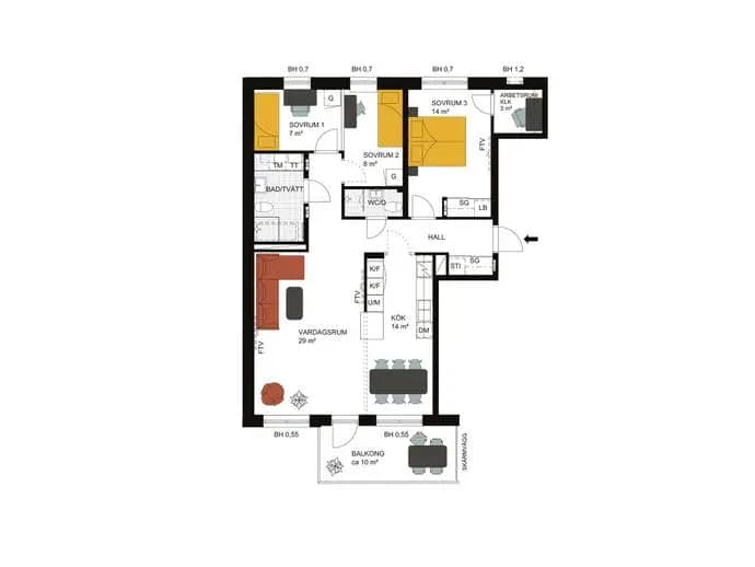Floor plan for Grågubbarnas väg 4