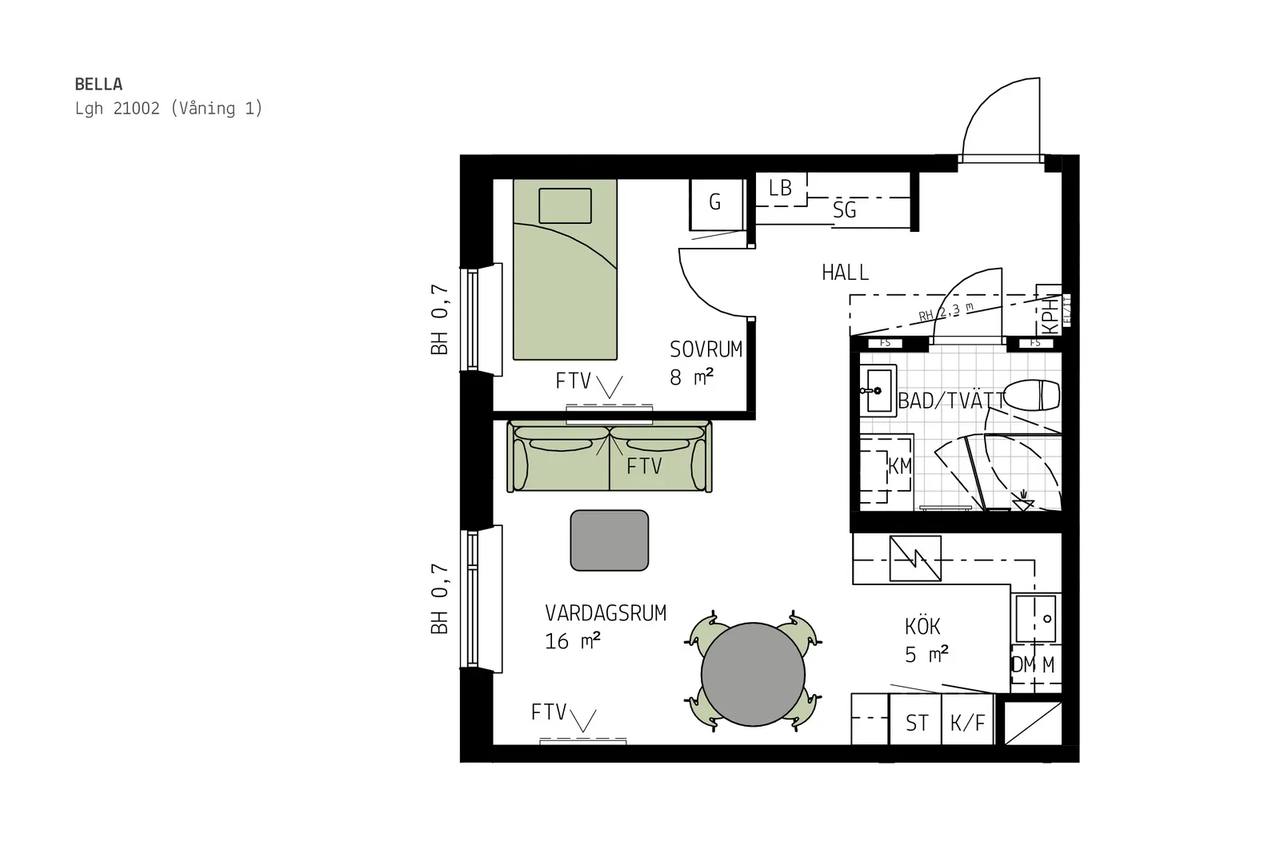 Planritning för Mobilgatan 8B