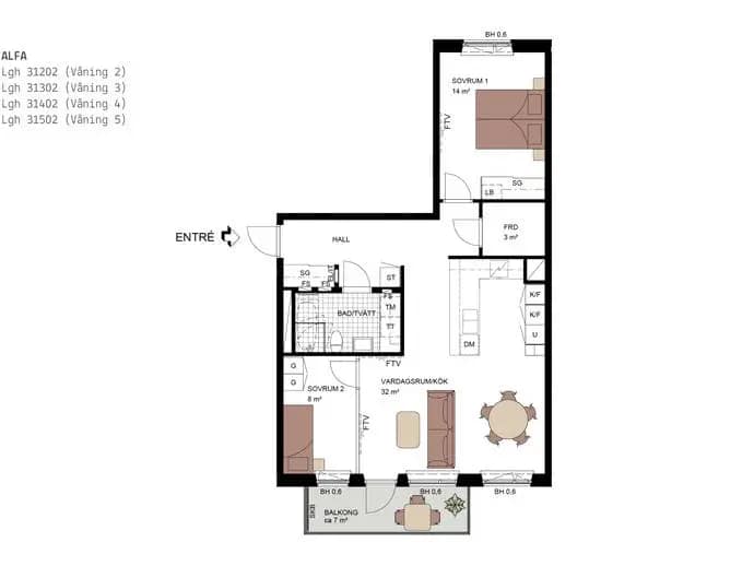 Floor plan for Sköndalsvägen 105A
