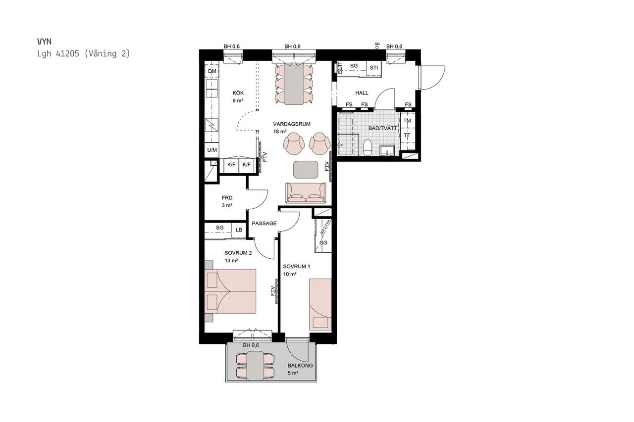 Floor plan for Blockstensgatan 12