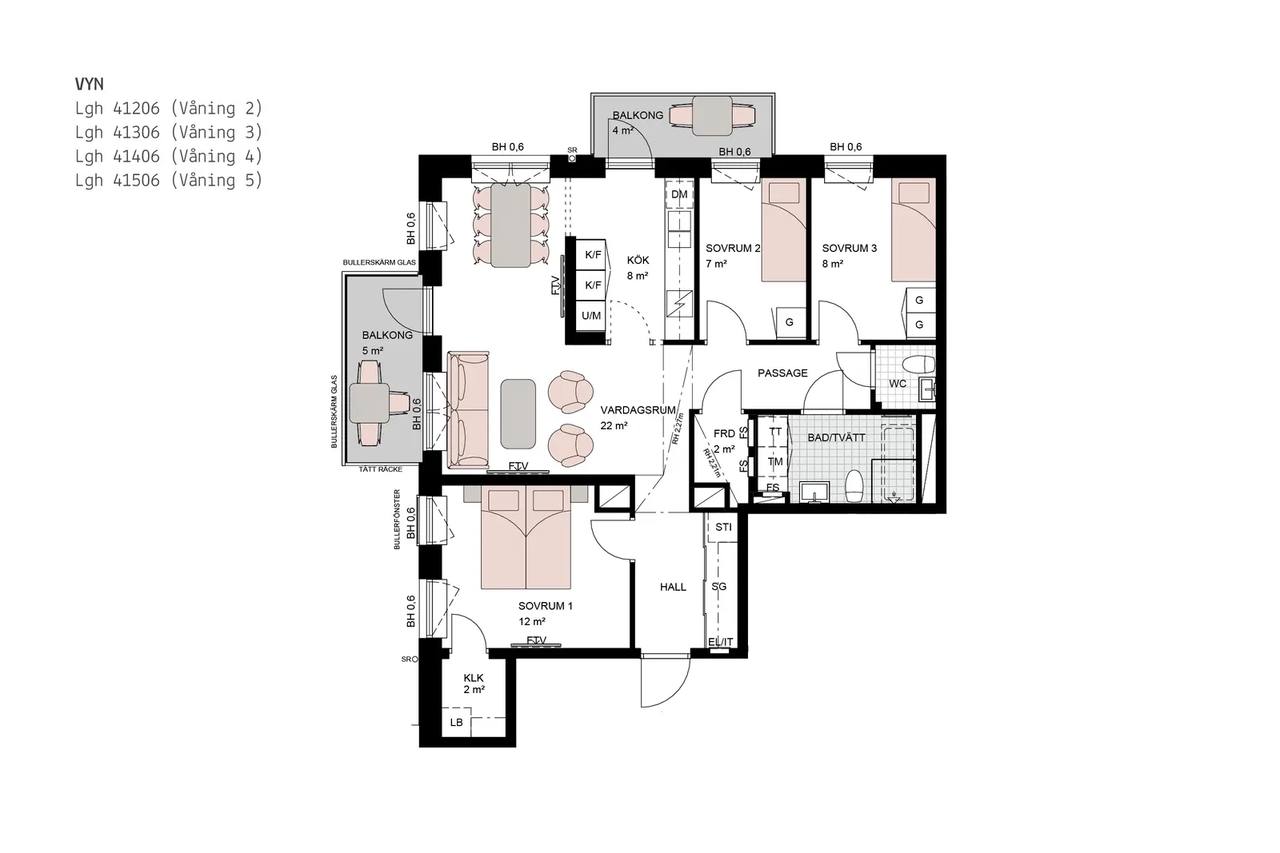 Floor plan for Blockstensgatan 12
