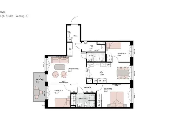 Planritning för Blockstensgatan 14