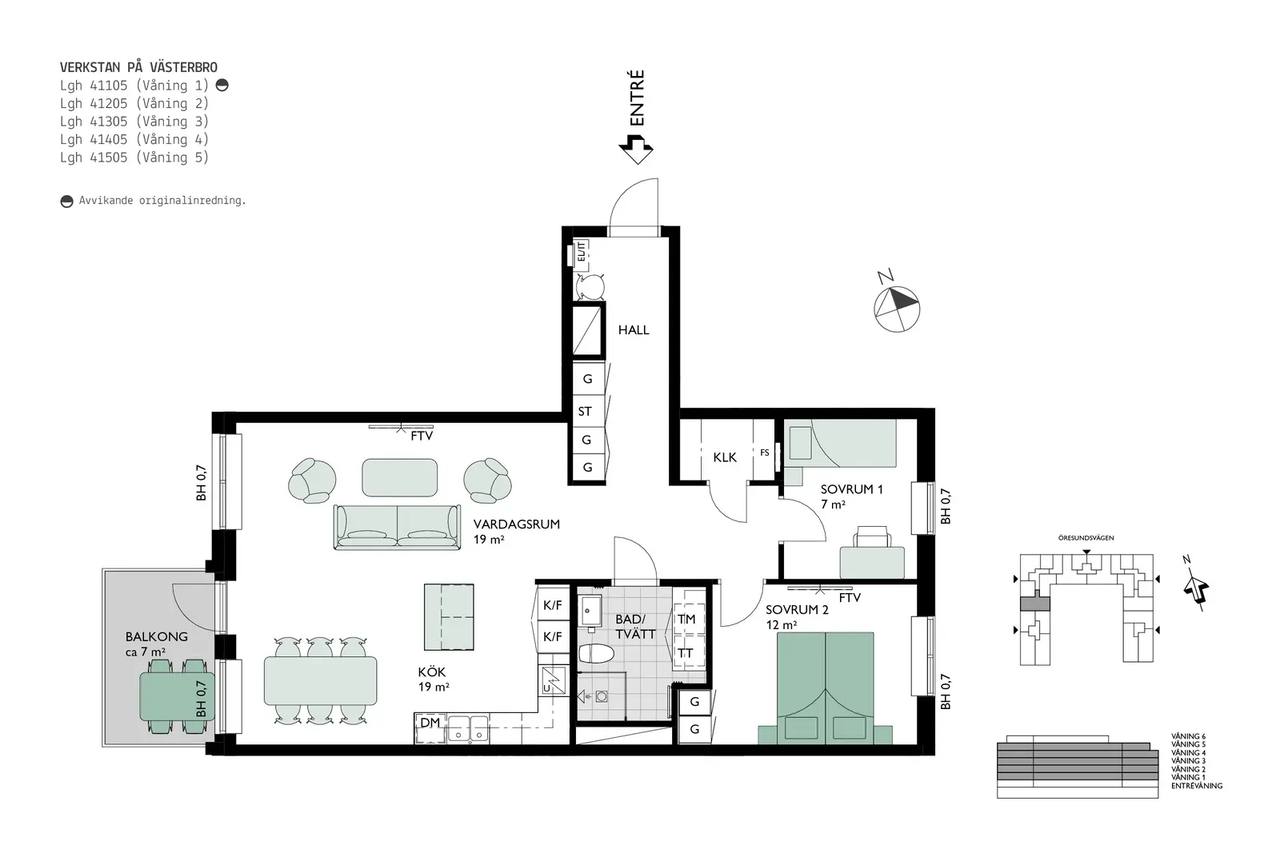 Floor plan for Pepparholmsgatan 12