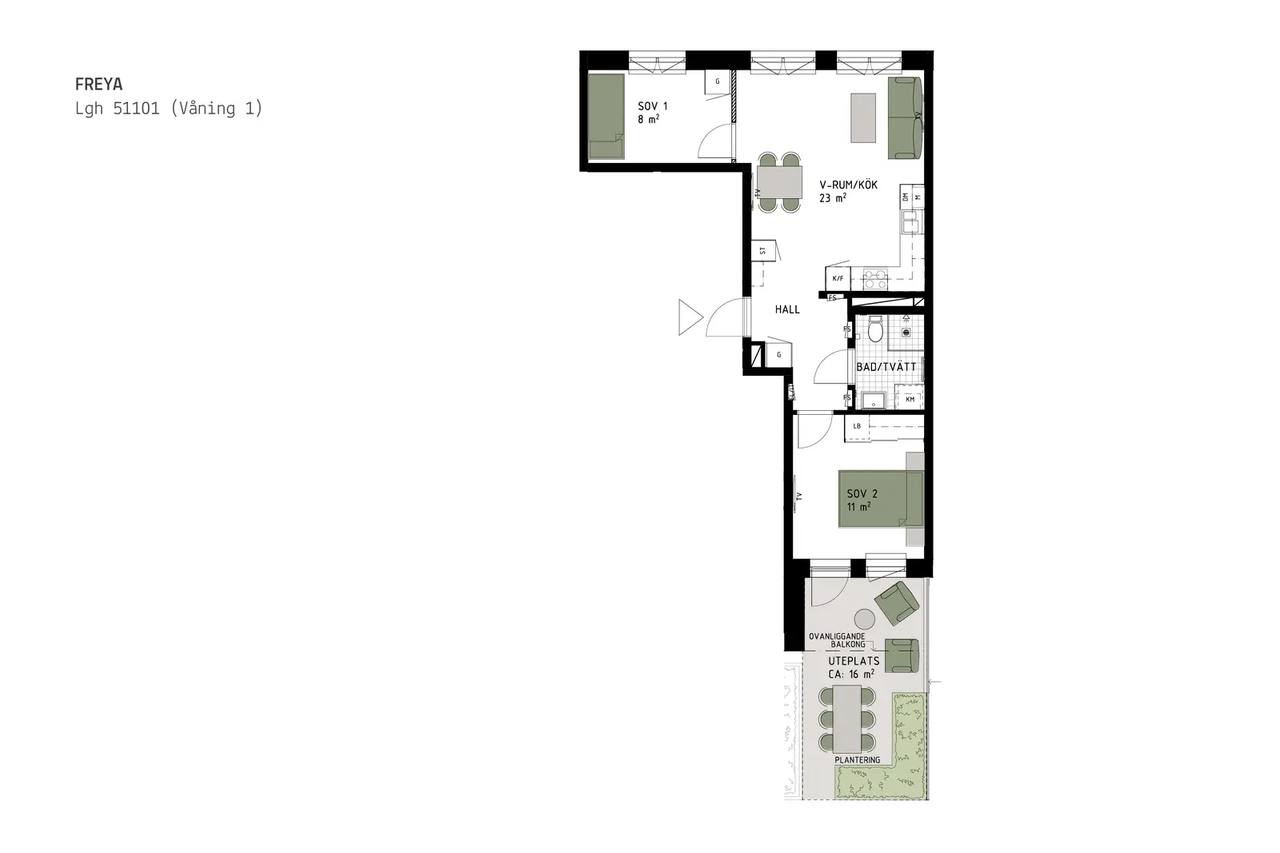 Floor plan for Lokomobilvägen 14