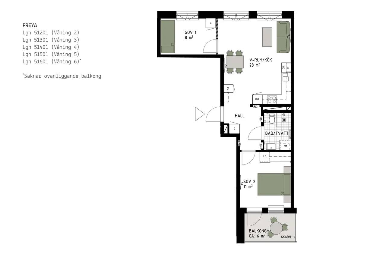 Floor plan for Lokomobilvägen 14