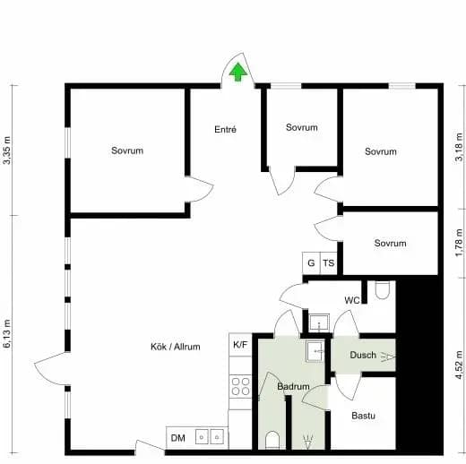 Floor plan for Dähliehöjden 2 - Bergänget 1A