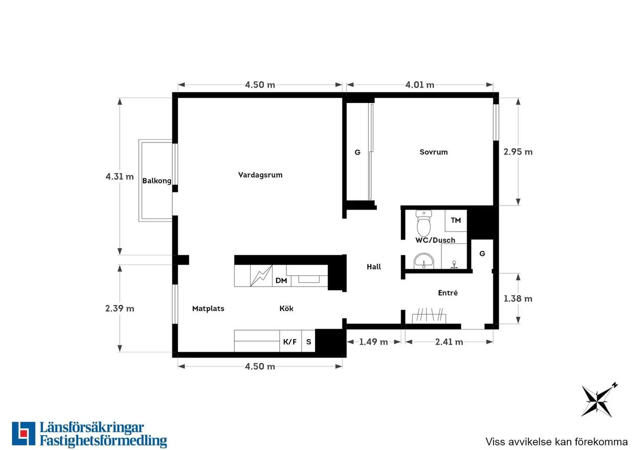 Floor plan for Arvid Lindmansgatan 21E